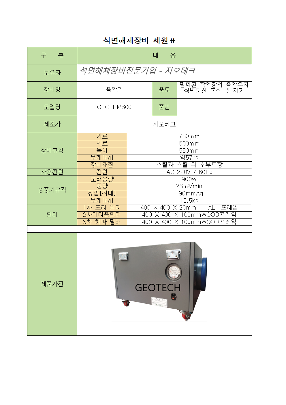 읍압기 제원표